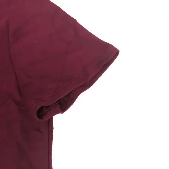 NWT GeeGee Rayon Blend Maroon T-Shirt Womens S Pocket V-Neck - Picture 6 of 7